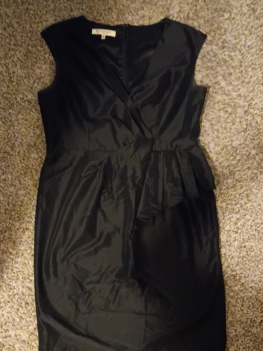 Evan Picone Black Sheath Dress with Peplum Detail - Women Sz. 14